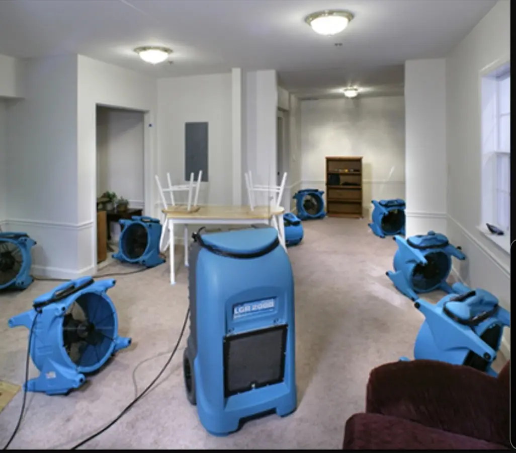 Air movers and dehumidifier setup for Water Extraction & Removal in Ludington